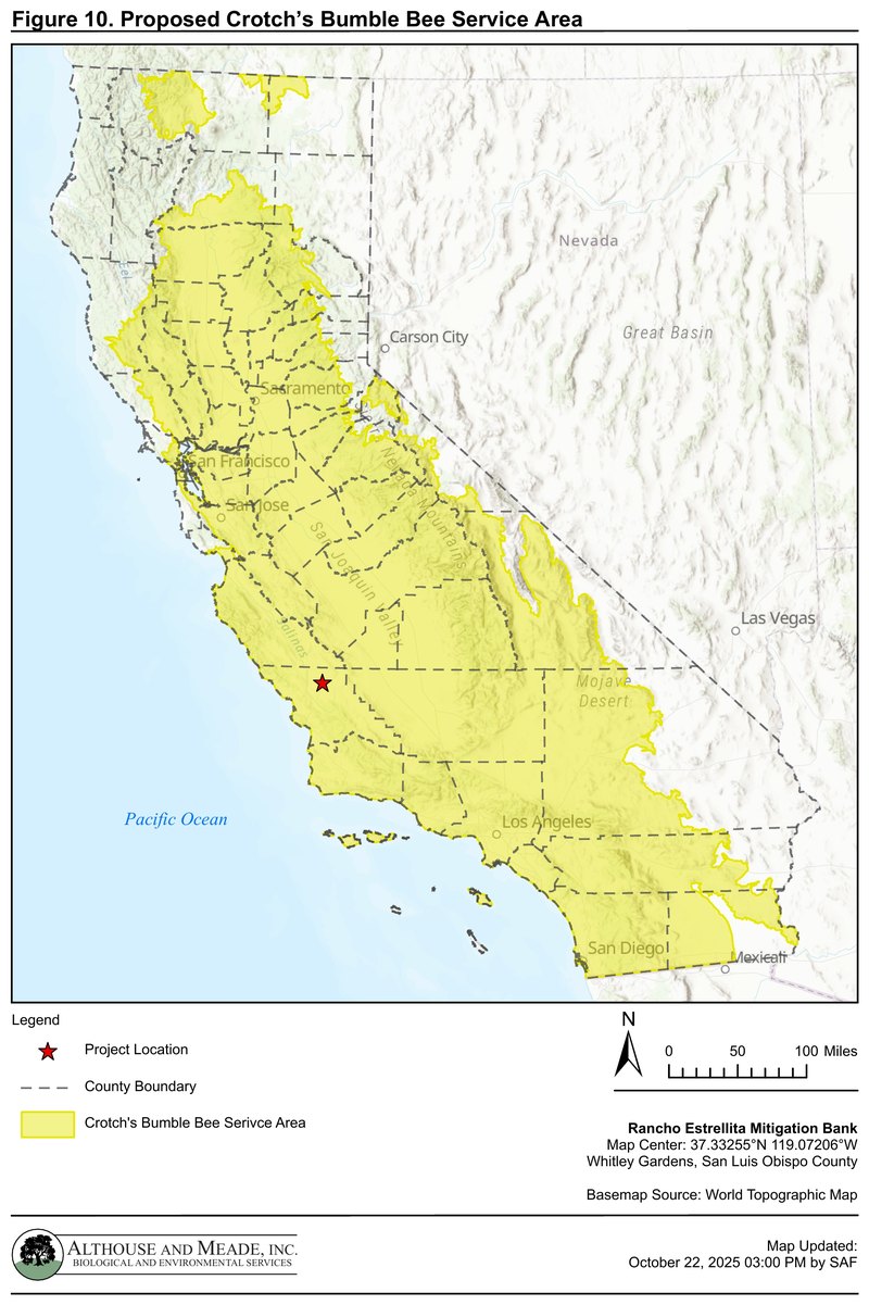 Figure 10. Proposed Crotch's Bumble Bee Service Area
